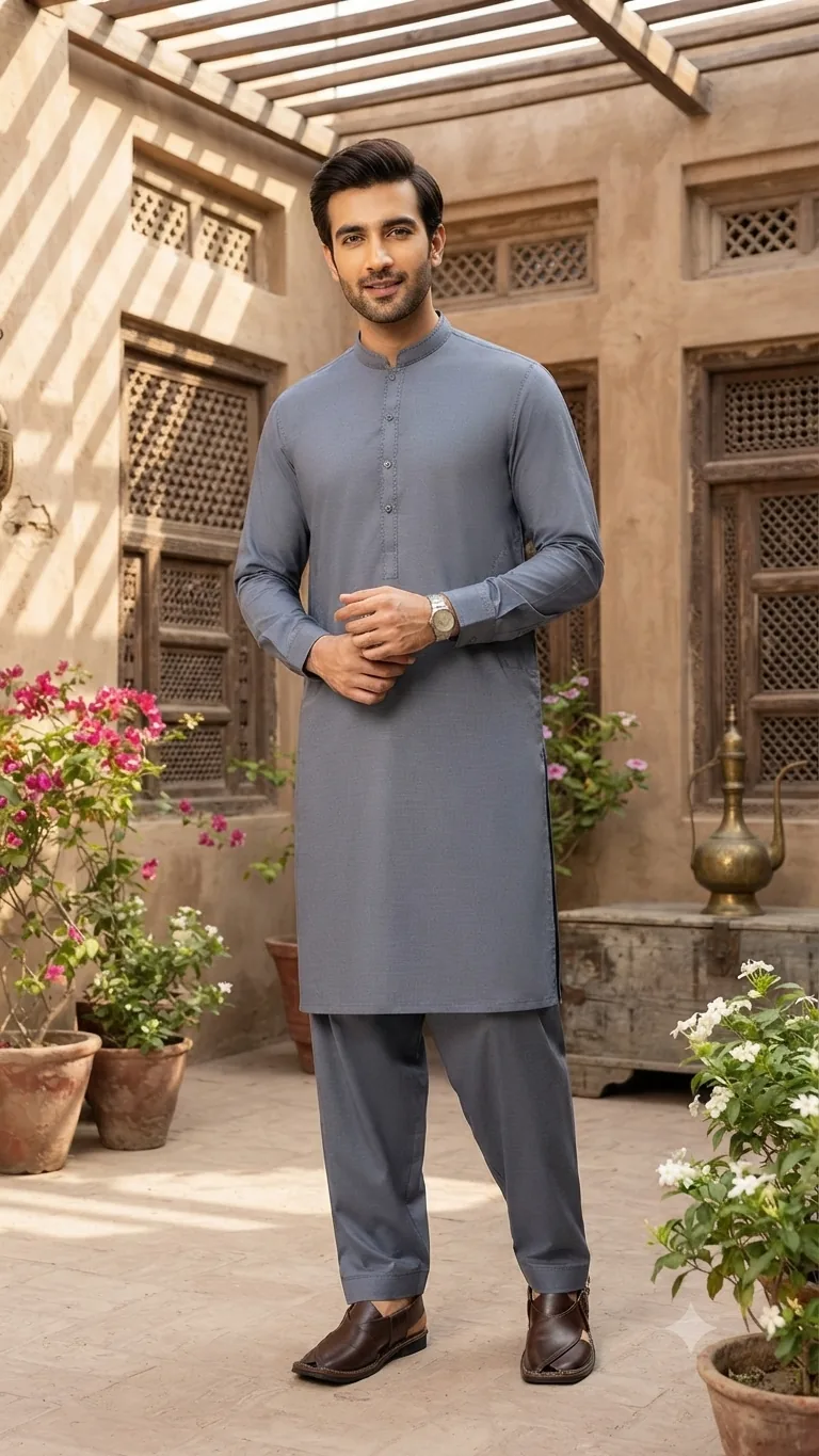 Heritage Charcoal Shalwar Kameez