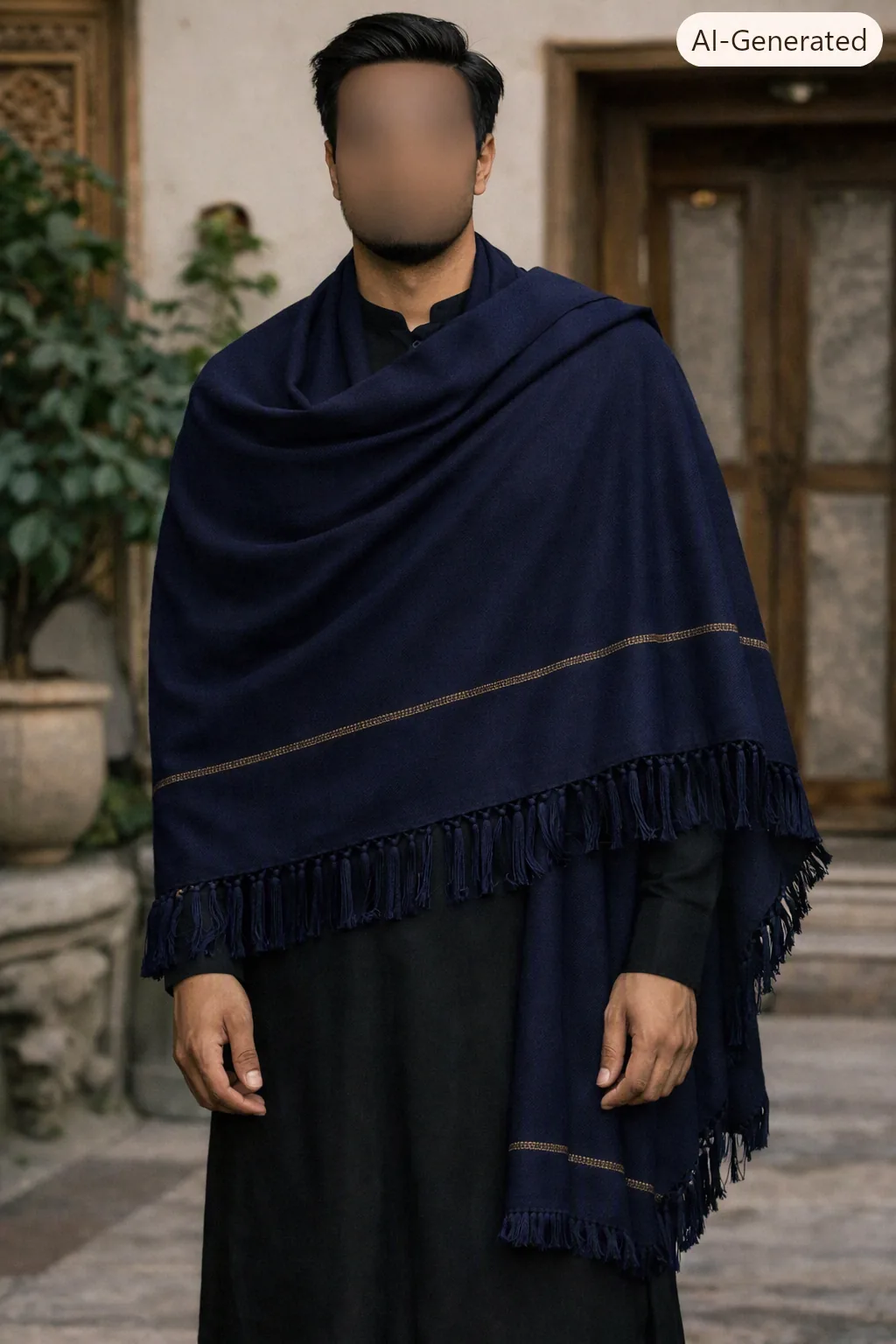 Royal Blue Winter Shawl
