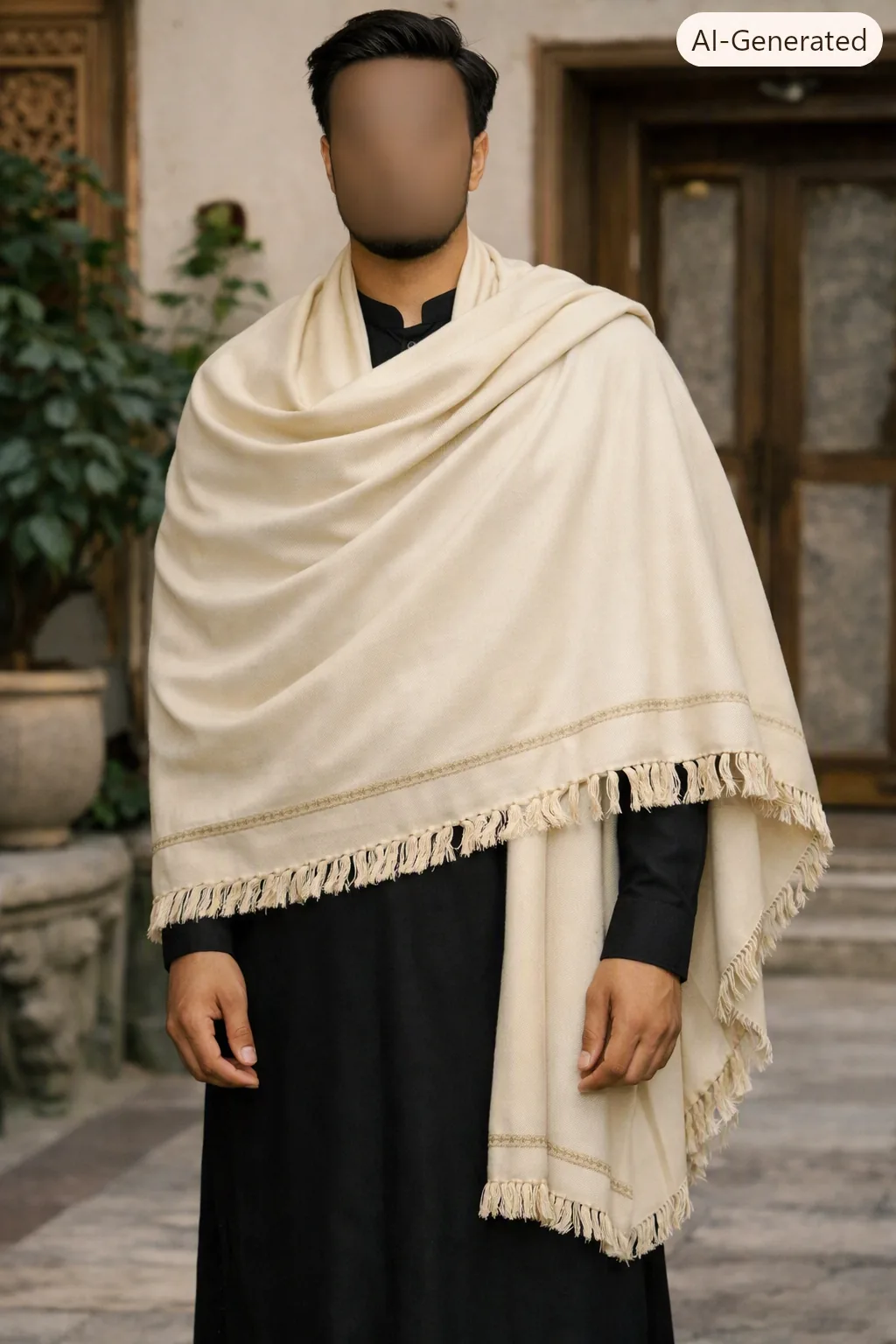 Classic Cream Woven Shawl