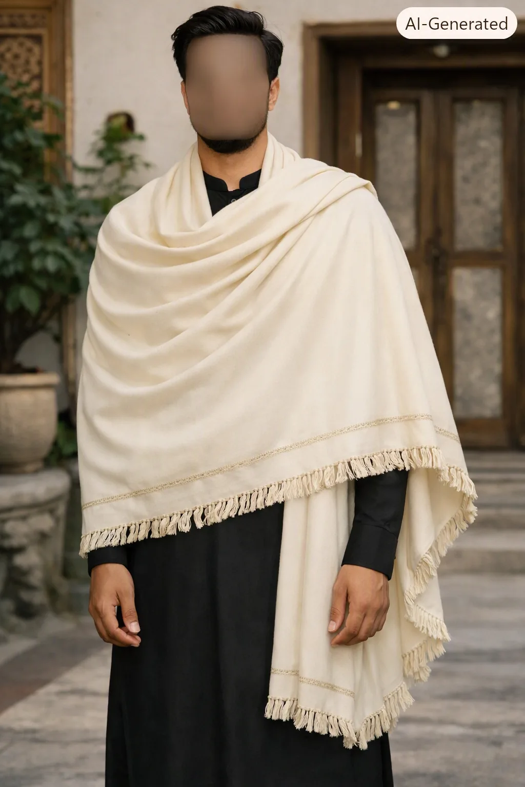 Light Cream Textured Shawl